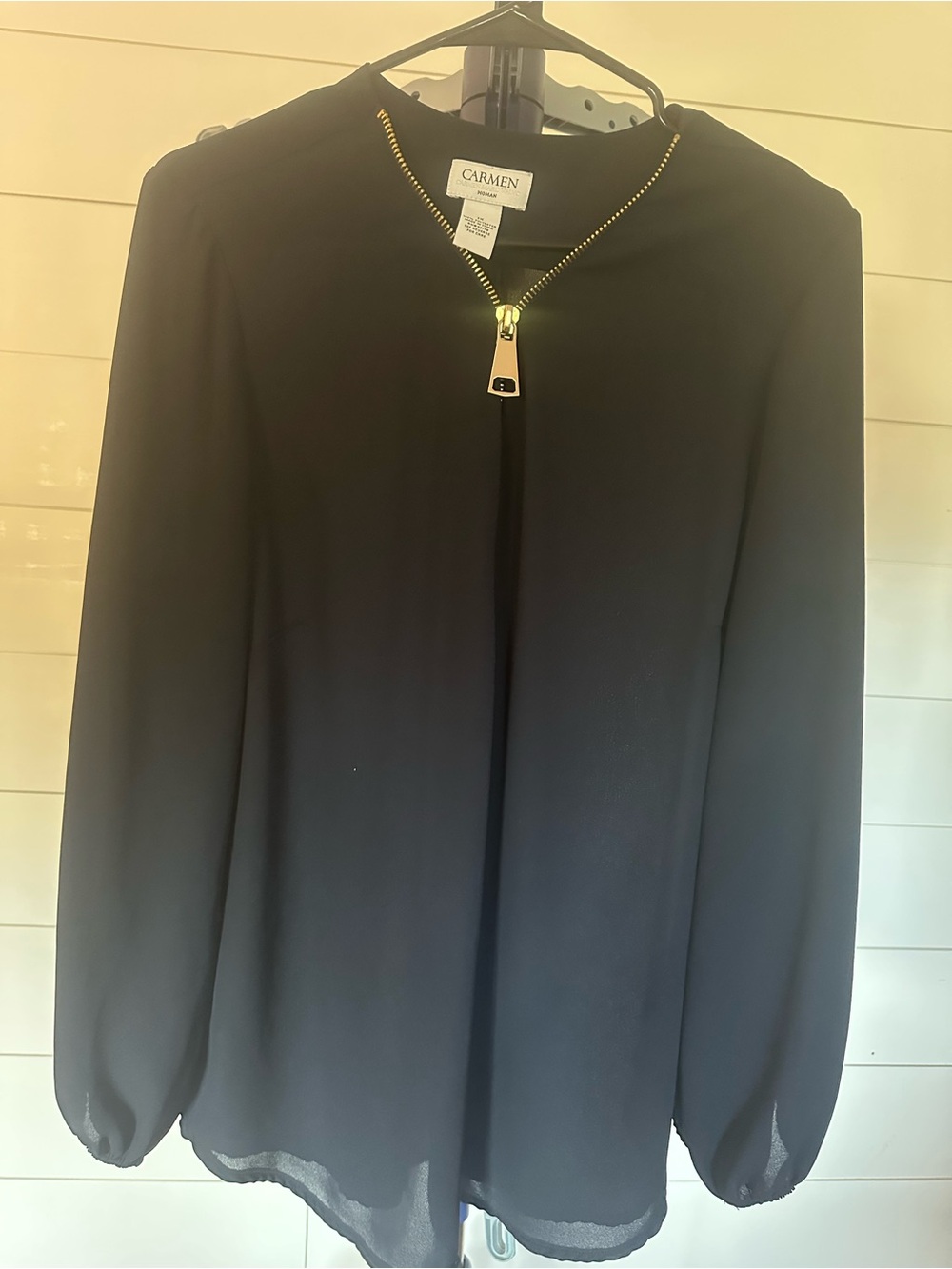 #51 Women's Navy Zip-Front Lightweight Blouse